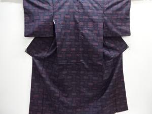 編目模様織り出し手織り紬着物